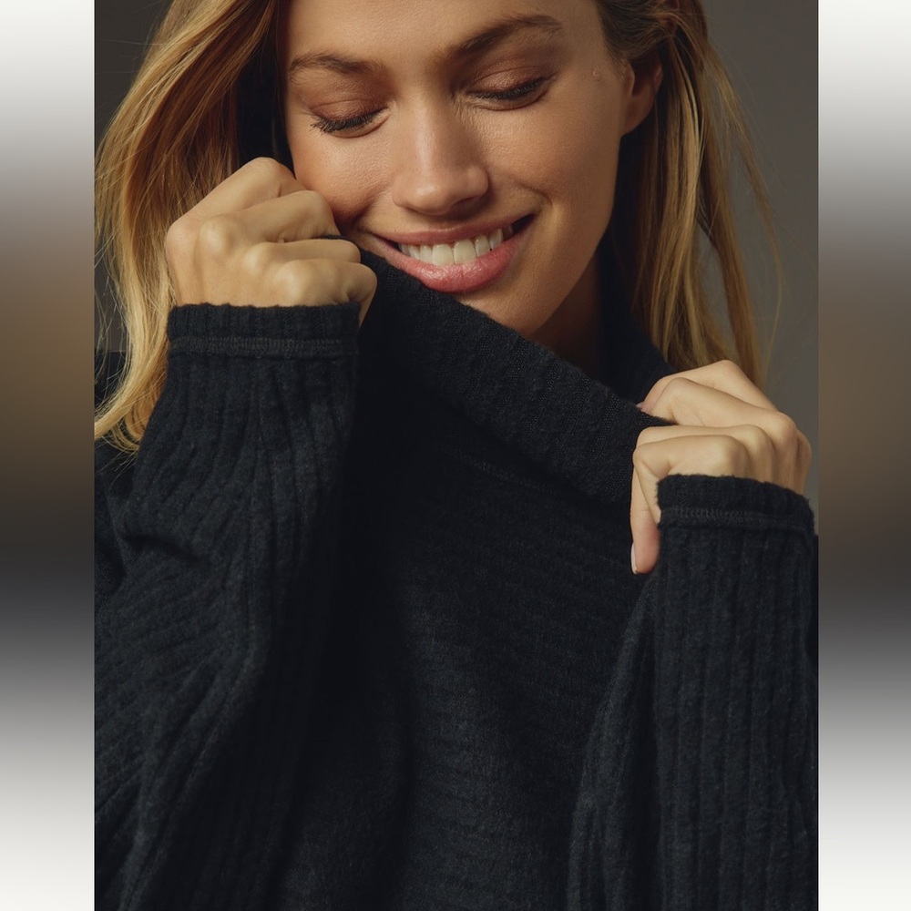 Anthropologie Pilcro Cozy Ribbed Turtleneck Batwing Pullover - Picture 3 of 5